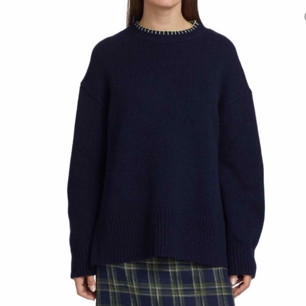 LAFAYETTE 148 Chunky Whipstitch Oversized Sweater Size Small Blue - Picture 7 of 12